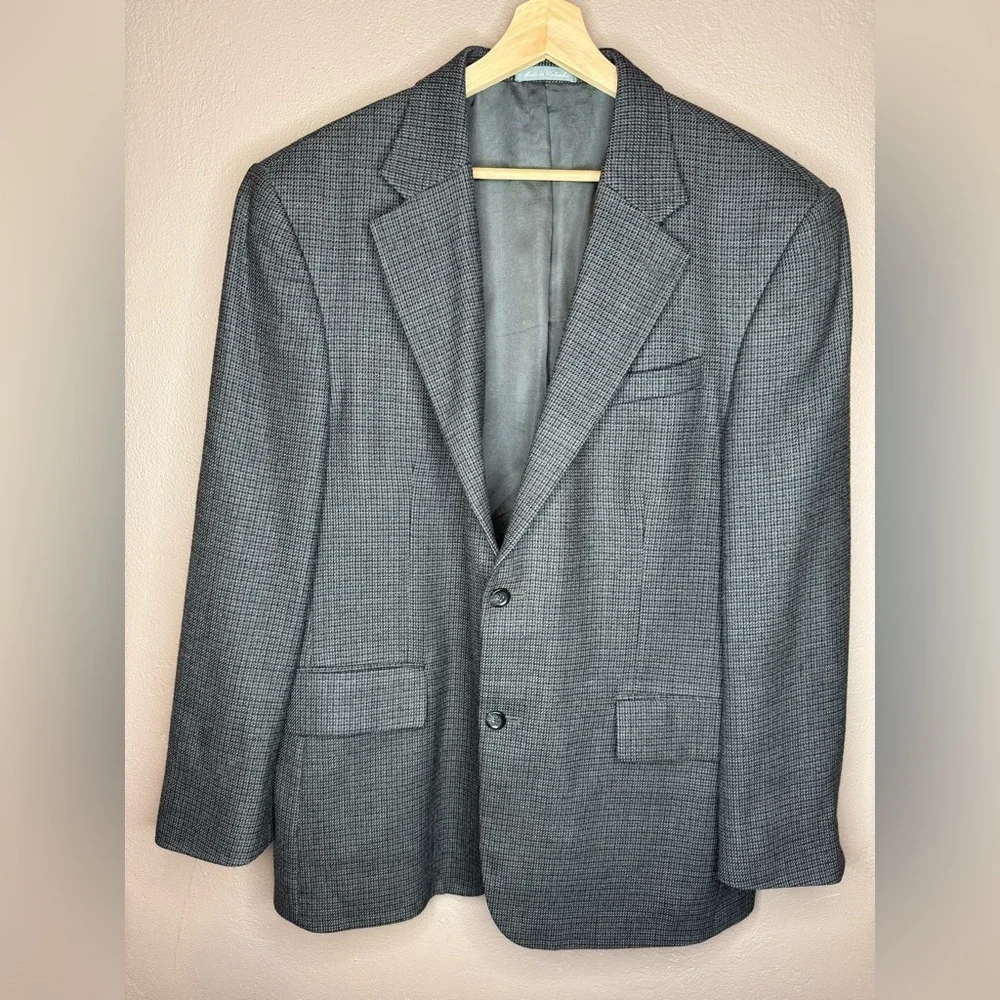 Oscar De La Renta Herringbone Classic Sport Coat Blazer Men's 44R 100% Wool